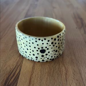 Acrylic black painted Polka Dot cuff bracelet. 1.5 inches